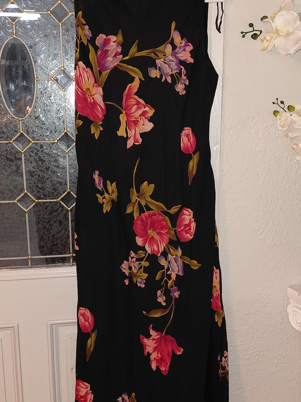 Positive Attitude Black Maxi Dress with Pink and Purple Floral Print